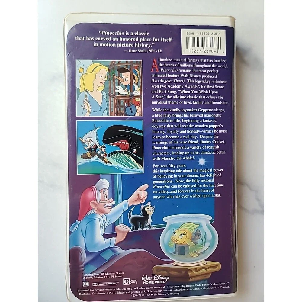 Disney pinocchio vhs